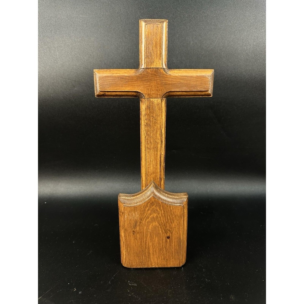 Vintage Wooden Bible Holder Stand Cross Religious Christian Book Display